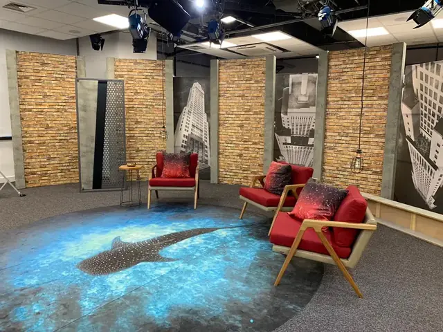 Tapete personalizado no cenário do Shark Tank Brasil